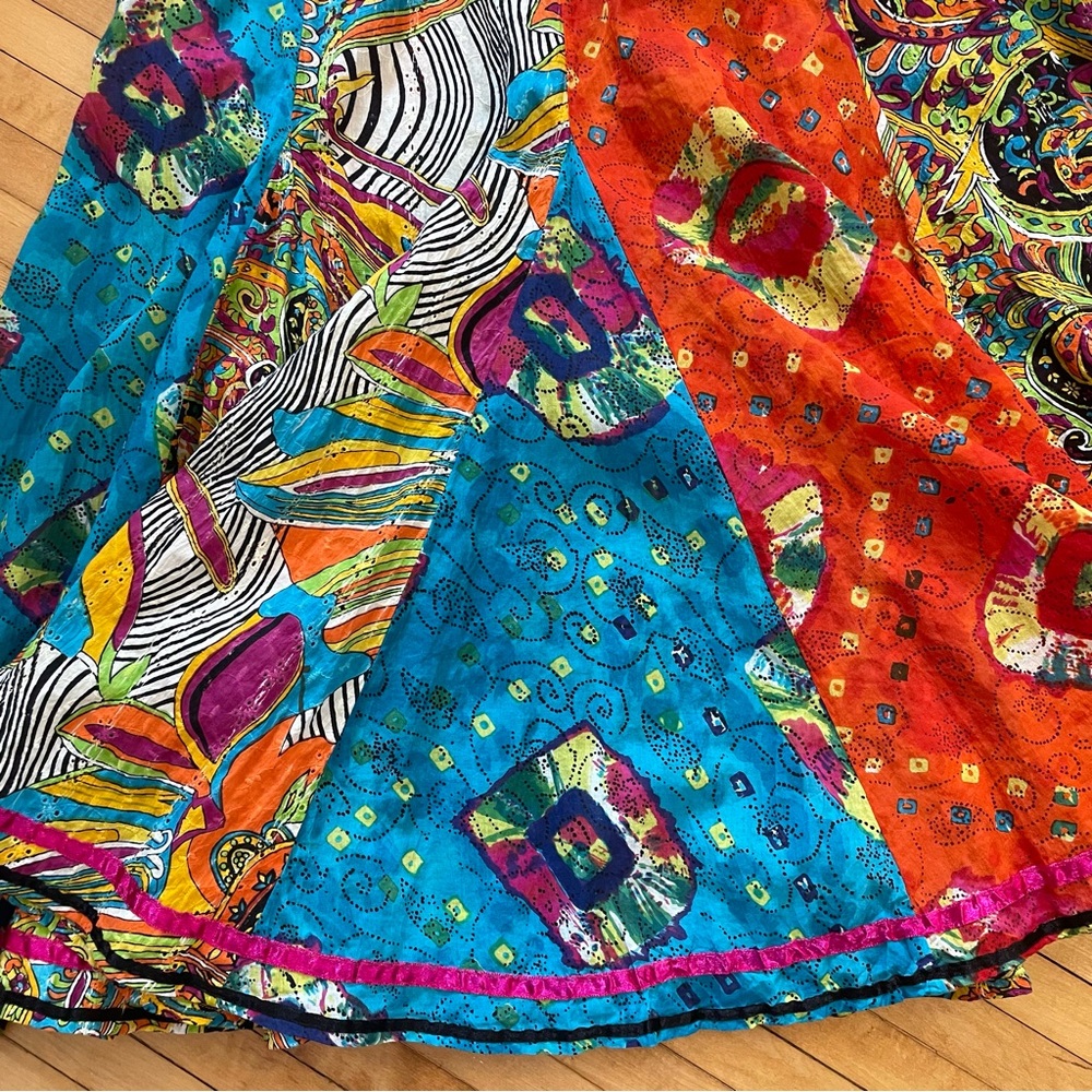 ANU BY NATURAL Mixed Print Patchwork Circle Skirt… - image 8